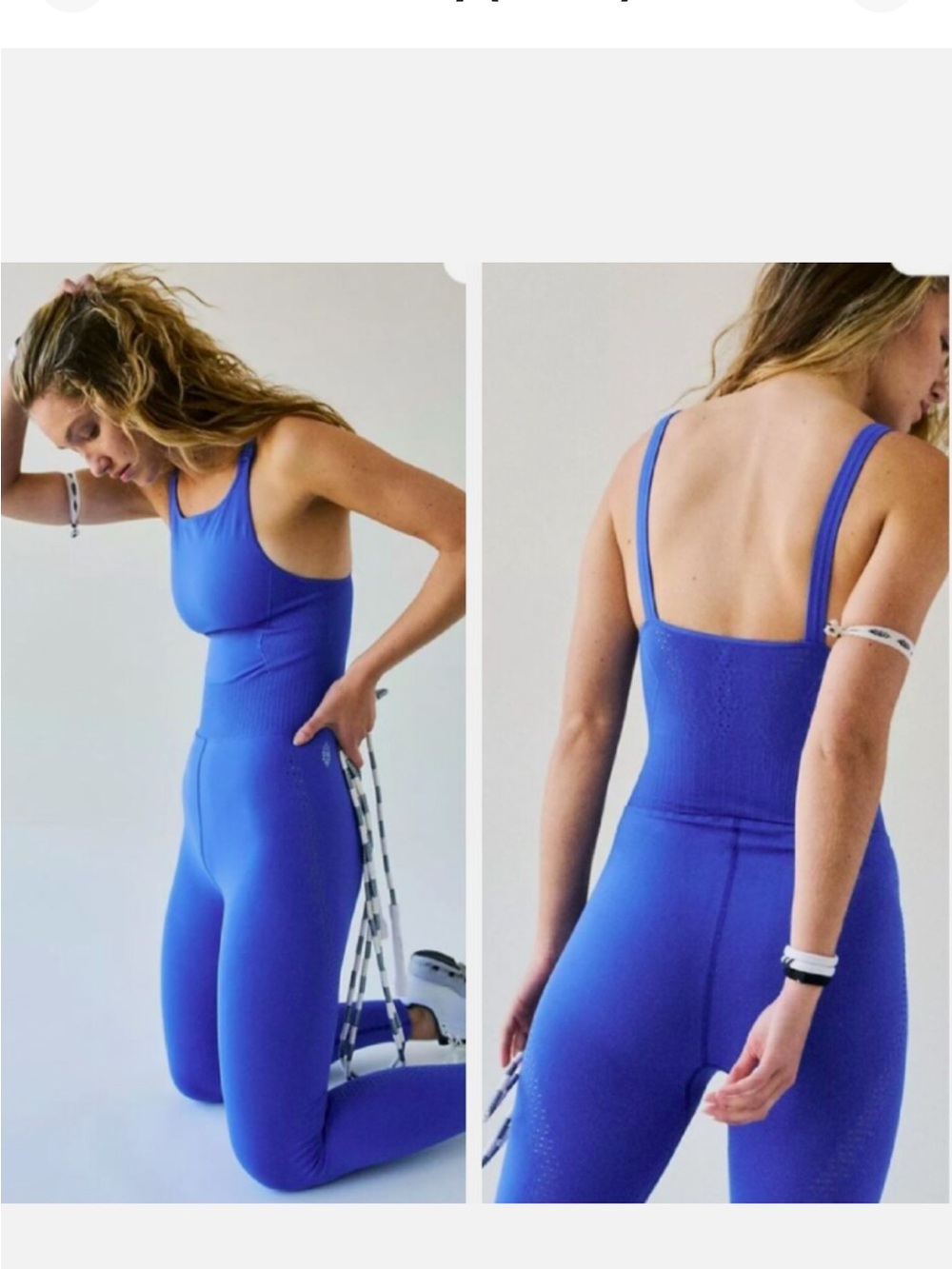 FP Movement by Free People Electric Blue Ribbed Jumpsuit
